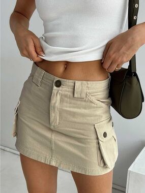 Princess Polly Khaki Cargo Mini Skirt